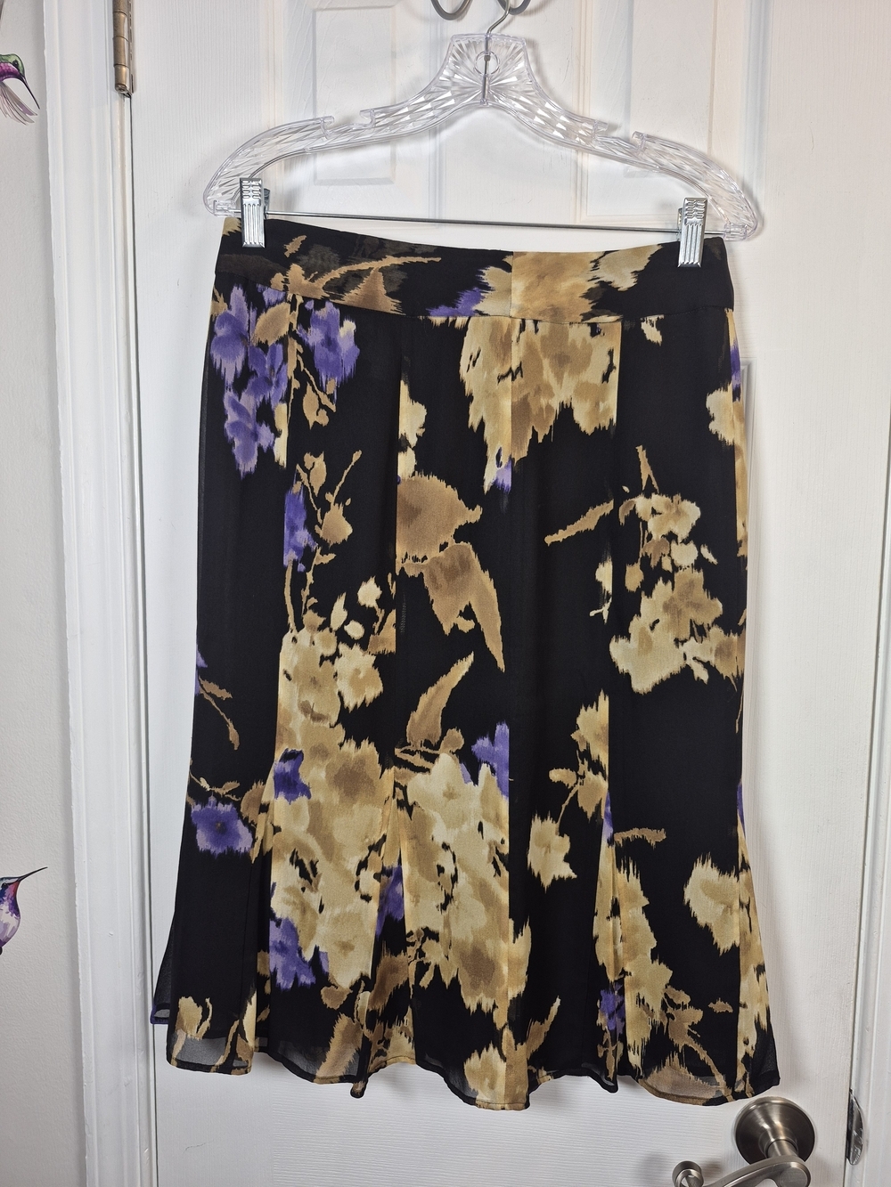 Jones New York 100% Silk Floral Midi Skirt 6 Whimsigoth Dark Academia Spring